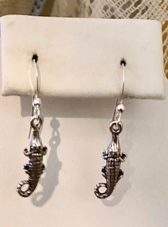 Slvertone Rhnestone Danglng Allgator Crocodle Earrngs New | EBay