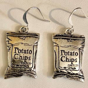 Antiqued Silver Filled Potato Chip Bag Earrings         163