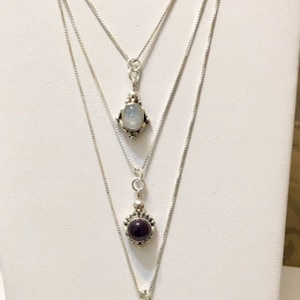 Sterling Silver Necklaces with Gemstone Pendants        440