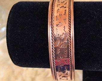 Solid Copper Cuff- Ladies or Man's Decorative Cuff Bracelet         646