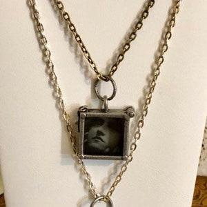 Silver Plated or Bronze 24&quot; Chain with Photo Frame Charm or Just Charm          644