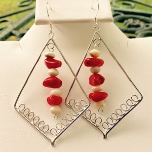 Sterling Silver Ethiopian Opal and Red Coral Earrings         452