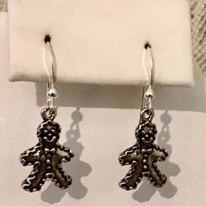 Sterling Silver Gingerbread Boy Earrings             332
