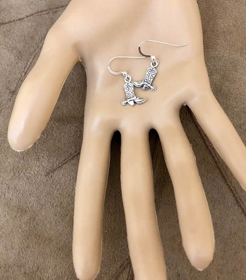 Sterling Silver Cowgirl Boots with Spurs Earrings 297