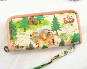 Womens Leather Vintage Bifold Long Purse with Zipper Clutch Wallet Mens Cats Two Sleep Kittens 