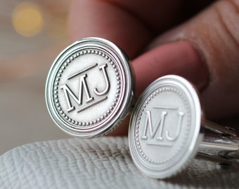 Two Initials Personalised Cufflinks, Engraved Cufflinks, Monogrammed Cufflinks, Personalised Monogram Silver Cufflinks For Valentines Day