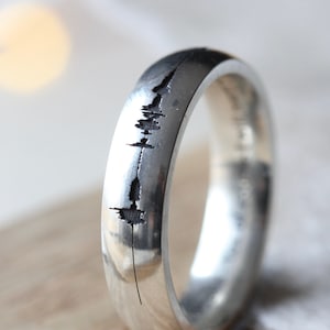 Personalised Soundwave Ring with Playable QR Code, Gift For New Mums, Wedding Vows, Engraved Xmas Christmas Gift