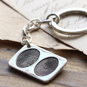 Paare Fingerabdruck-Schlüsselanhänger, Sterlingsilber Daumenabdruck-Schlüsselanhänger, maßgeschneiderte für Sie und Ihn Weihnachten Weihnachtsgeschenk