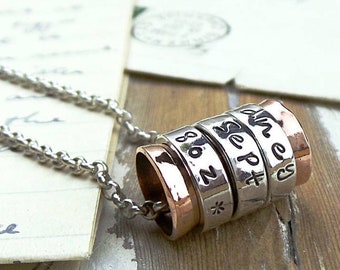 Silver and Copper Personalised Necklace Xmas Christmas Gift