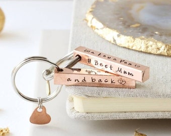 Copper Key Ring 7 Year Anniversary Gift For Husband or Wife, Personalised Copper Keyring Gift Xmas Christmas Gift