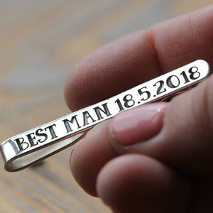 Wedding Personalised Silver Tie Clip Xmas Christmas Gift
