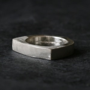 Silver Rectangle Signet Ring (Arched)