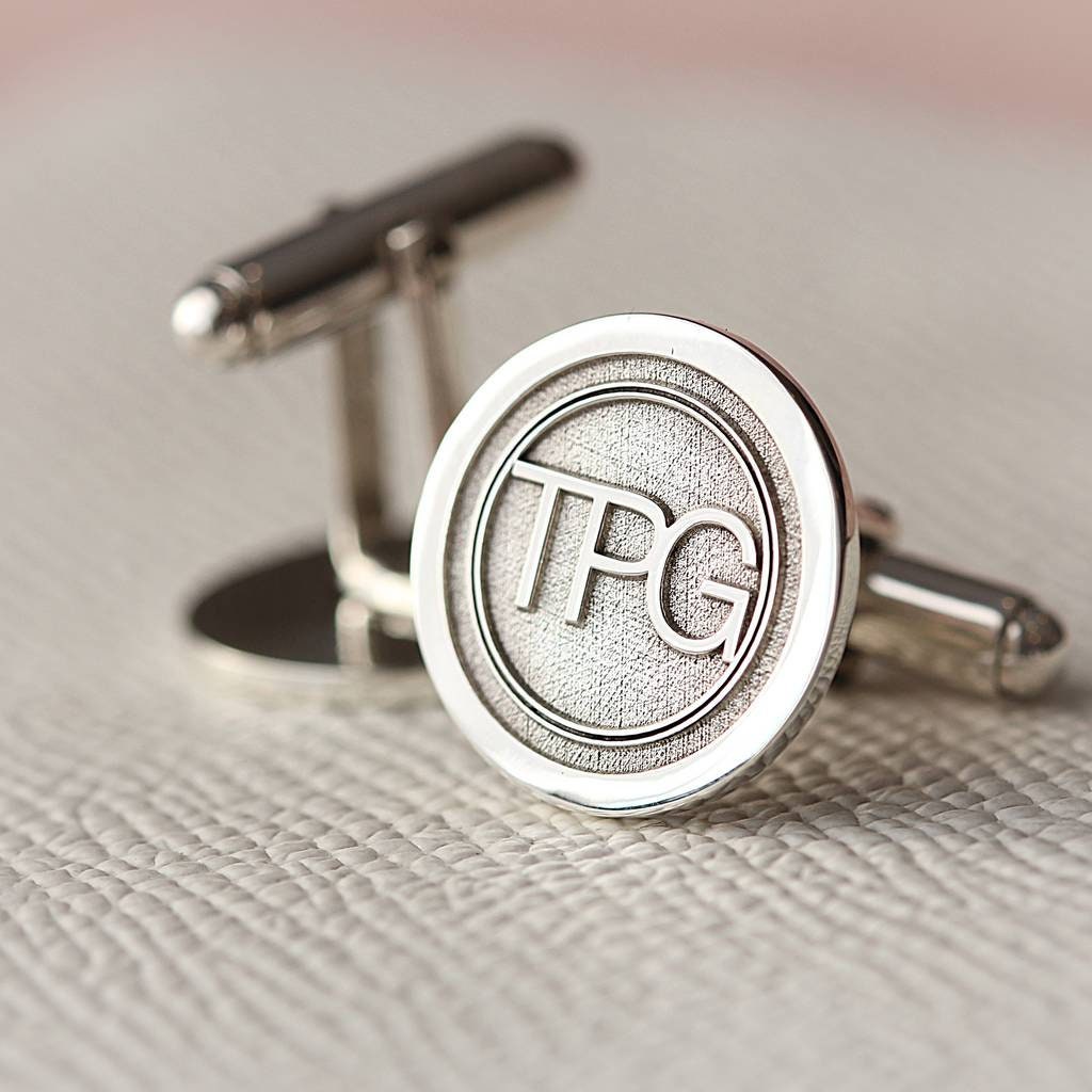 Engraved Personalised Silver Initial Cufflinks Men's Etsy