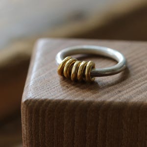 Handmade Silver Ring with Gold Milestone Rings - Personalised and Unique Jewellery Xmas Christmas Gift image 2