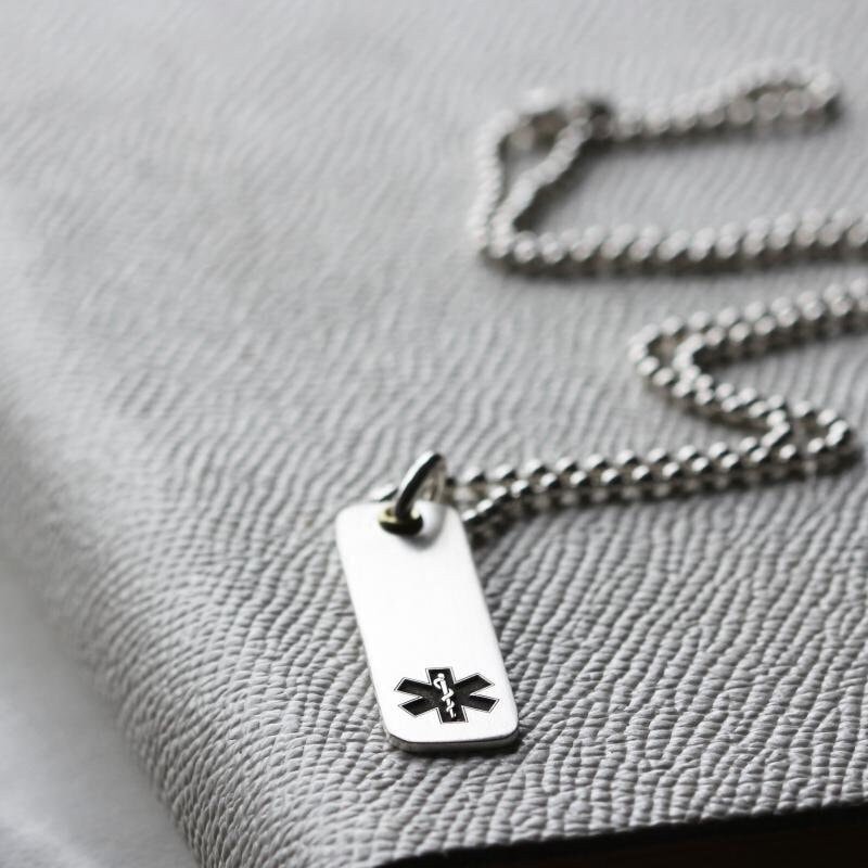 Sterling Silver Medical Alert Allergy Personalised Necklace, Medic ID ...