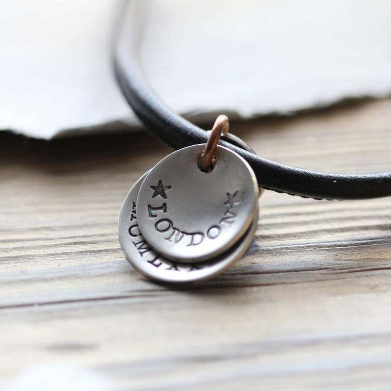 Personalised Silver Disk and Leather Necklace, Mens Personalised Christmas Gift image 5