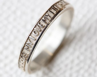 Sierlijke gepersonaliseerde ring, damesring voor haar, massief zilveren ring met aangepaste gegraveerde boodschap, Memorial Keepsake Xmas Christmas Christmas Gift