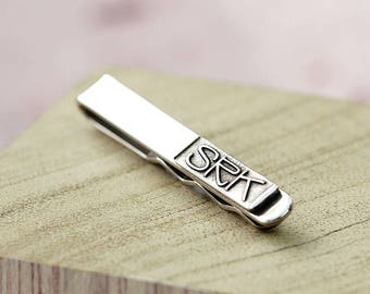 Initial Personalised Silver Tie Clip, Father's Day Gift