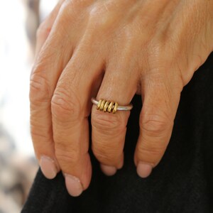 Handmade Silver Ring with Gold Milestone Rings - Personalised and Unique Jewellery Xmas Christmas Gift image 4