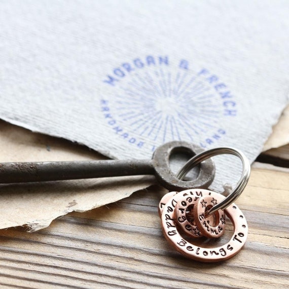 Handmade Dad Gift: This Daddy Belongs To Copper Personalised Keyring - New Daddy Gift for New Dad and Key Xmas Christmas Gift
