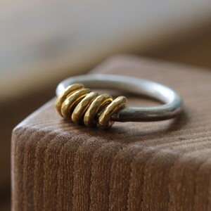 Handmade Silver Ring with Gold Milestone Rings - Personalised and Unique Jewellery Xmas Christmas Gift image 1