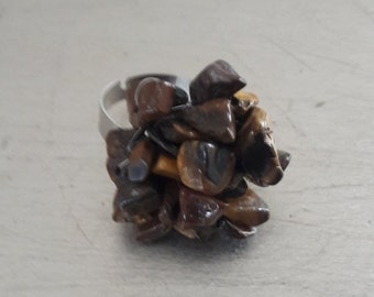 Boho ring brown jasper chip stones ring all sizes