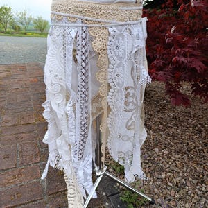 Handmade OOAK Bohemian Wearable Art Vintage Lace Crochet Embroidery Wrap Festival Skirt