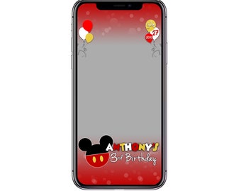 Mickey Mouse Birthday Snapchat Filter, Mickey Mouse Snapchat Lense, Custom Filter