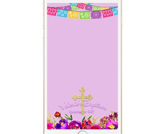 Fiesta Baptism Snapchat Filter, Girl Baptism Snapchat Lense, Flower Baptism Custom Filter