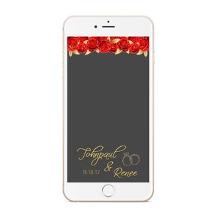 Red and Gold Flower Wedding Snapchat Filter