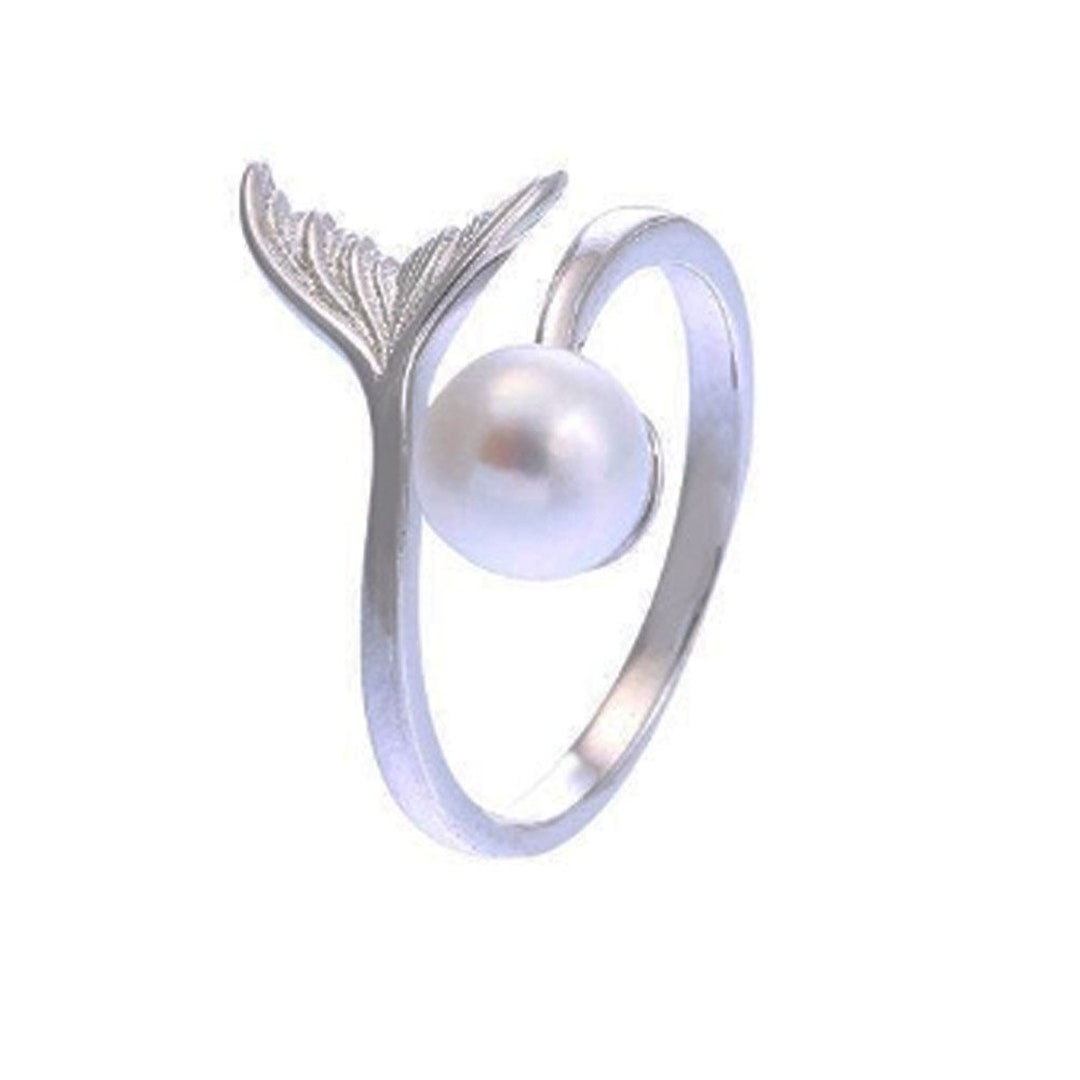 Adjustable Sterling Silver Rhodium Ring Setting For Pearl Or Gemstone - DIY Jewelry Mounting, Size 6-10 - View #4