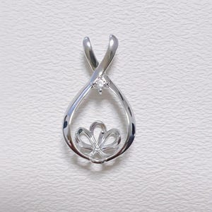 1pc solid S925 sterling silver pendant setting for half drilled pearl or gemstone, blank pearl pendant mounts, beads cap for jewelry make