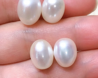 1 pair  freshwater pearl, high luster! white rice freshwater pearls Pair,for dangle pearl earrings,white oval pearls