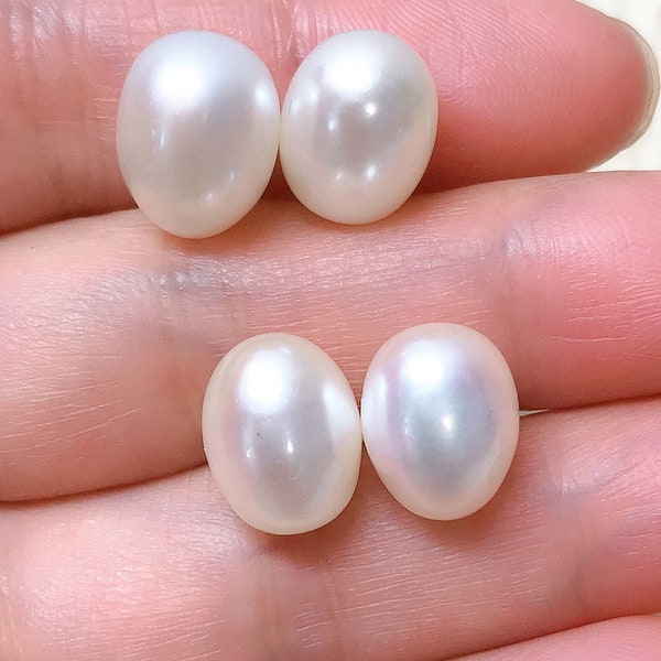 1 pair  freshwater pearl, high luster! white rice freshwater pearls Pair,for dangle pearl earrings,white oval pearls