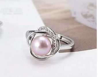 S925 Adjustable sterling silver with Rhodium plated ring setting for pearl or gemstone, pearl mounts, ring mounting, ring blank, jewelry DIY