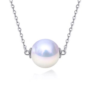 Montatura per collana in argento sterling massiccio con placcatura in rodio per perle o pietre preziose, montature per perle, collana grezza, gioielli fai da te, regali fai da te
