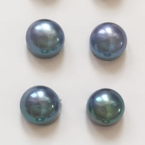 2 piezas de perlas de agua dulce reales AAAA, perlas de agua dulce redondas de botón de alto brillo de 6-10 mm, par para aretes de perlas, suministros para hacer joyas de perlas