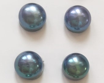 2pcs AAAA real freshwater pearl, high luster 6-10mm button round freshwater pearls Pair for pearl earrings, pearl jewelry making supplies