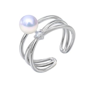 Adjustable 925 Sterling Silver ring setting for half drilled pearl beads, pearl ring mountings, wholesale DIY ring making findings