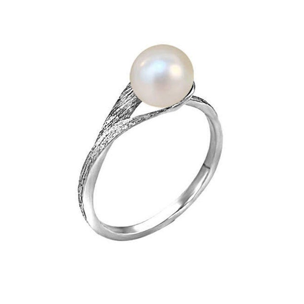 Solid 925 Sterling Silver ring setting for half drilled pearl or gems, wholesale pearl ring mountings, wholesale DIY ring making findings