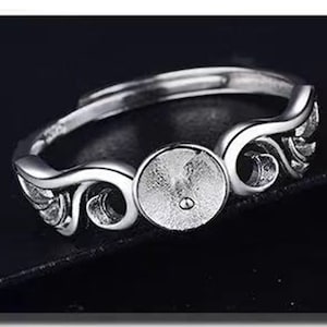 Ringrohling aus 925er Silber für halb gebohrte Perle oder Perle, Ringrohling massiv Sterlingsilber, Schmuck DIY, Geschenk DIY--RMES160
