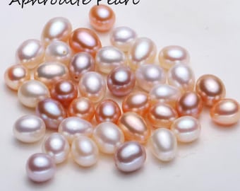 6-10mm half drilled oval pearl, real freshwater pearl, jewelry diy, bracelet, necklace, ring, gift DIY
