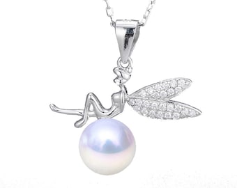 Engaste de colgante de plata esterlina S925 para perlas y gemas, engastes de colgante de perla de ángel, hallazgos de colgante de perla de bricolaje al por mayor