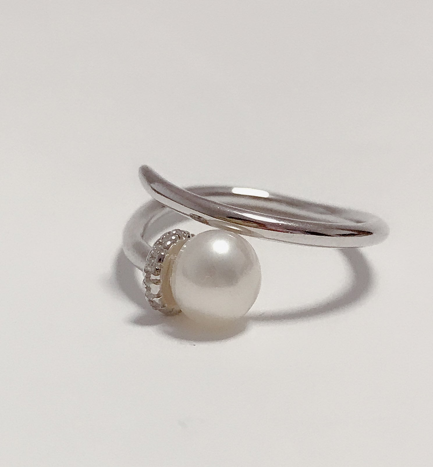 Anello In Argento 925°/°° Perla Piena Perlagione Bottone Nera 8½X9mm Misura Regolabile Da 51 A - Foto 2