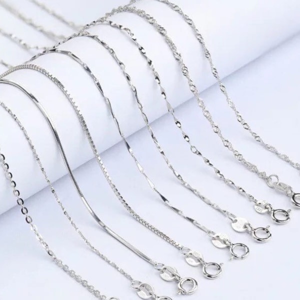 1 pc solid sterling silver necklace chain, 40cm/45cm silver necklace