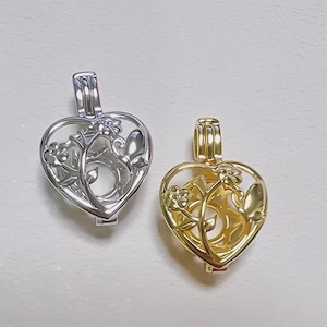 925 Solid Sterling Silver Pearl Cage Pendant Mounting, heart and butterfly Pendant cage for pearl or gems, DIY Jewelry Making and Gifting