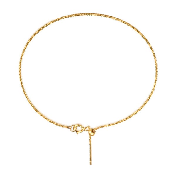 Solid 18K Gold Chain, Real 18K Gold  bracelet with stoppers and needle, Adjustable bracelet, Wholesale 18K Gold Chain bracelet