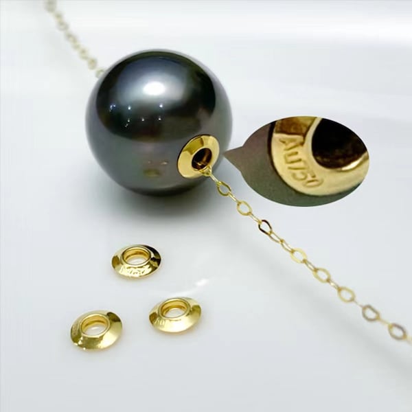 2 Stück 18K Gold 3,5mm Perle Tülle mit 1,8mm Perlen Loch,Großhandel echte 18K Gold Tülle für durchgebohrte Perlen,Geschenk DIY