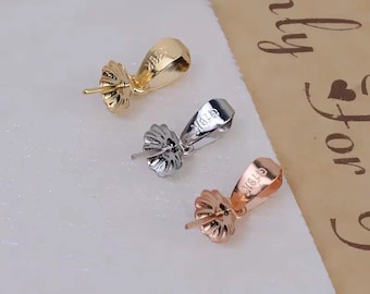 1pc real 18k gold beads cap, pendant setting for pearl or gemstone, pendant mountings, pendant blank, jewelry DIY, gift DIY