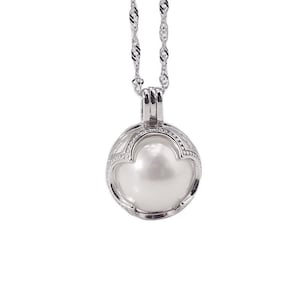 Massive Anhängerfassung aus Sterlingsilber mit rhodiniertem Perlenkäfig, Perlenfassungen, Anhängerrohling Schmuck DIY, Geschenk DIY - (NT007)